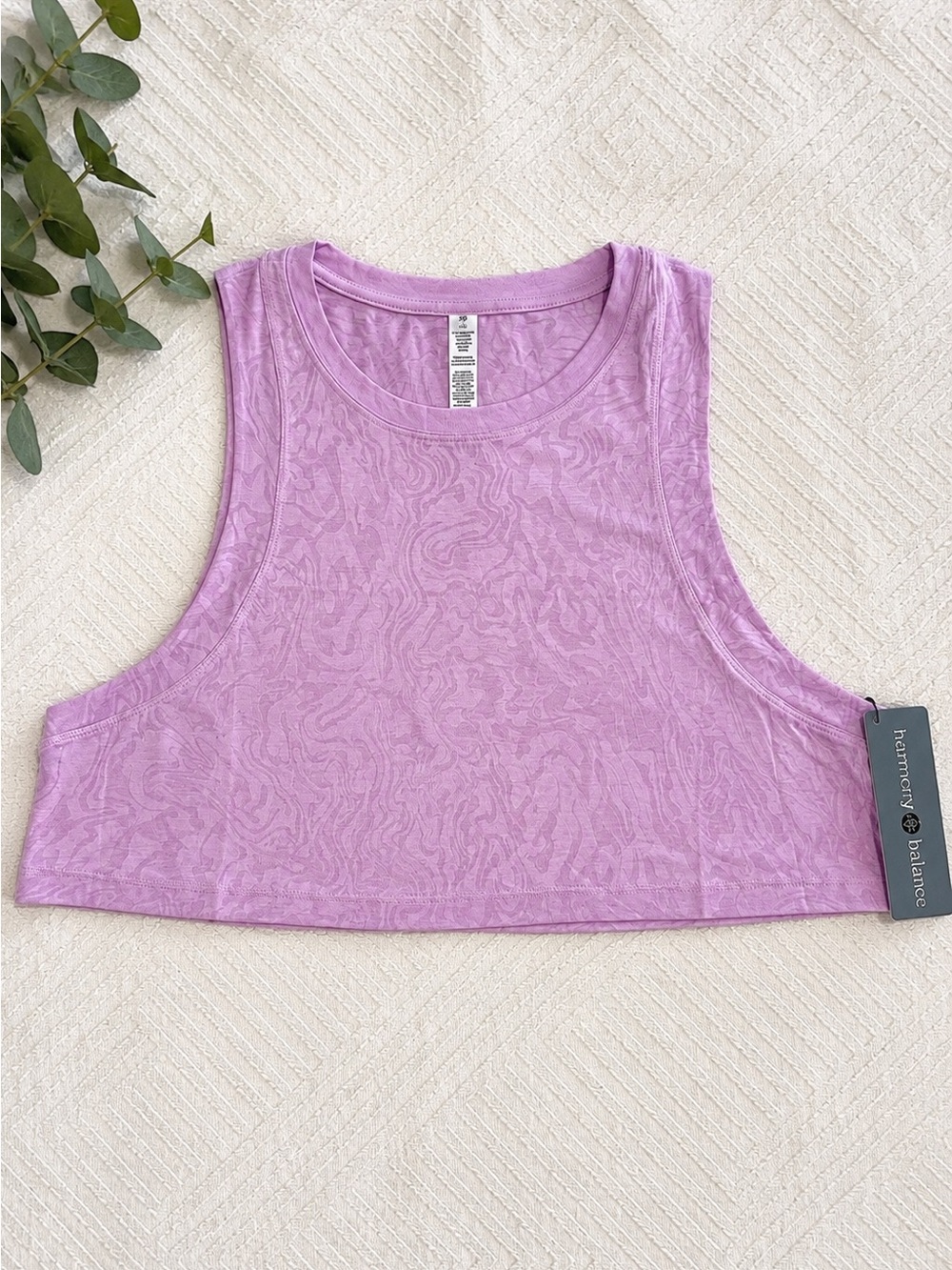 NWT Harmony & Balance Lavender Marble Cropped Tank Top Large